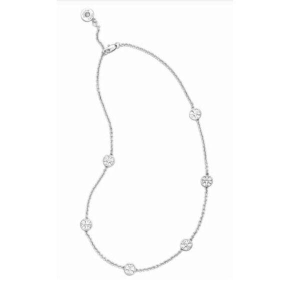 NEW!!  Tory Burch Silver Miller Stationary Necklace - Picture 1 of 3